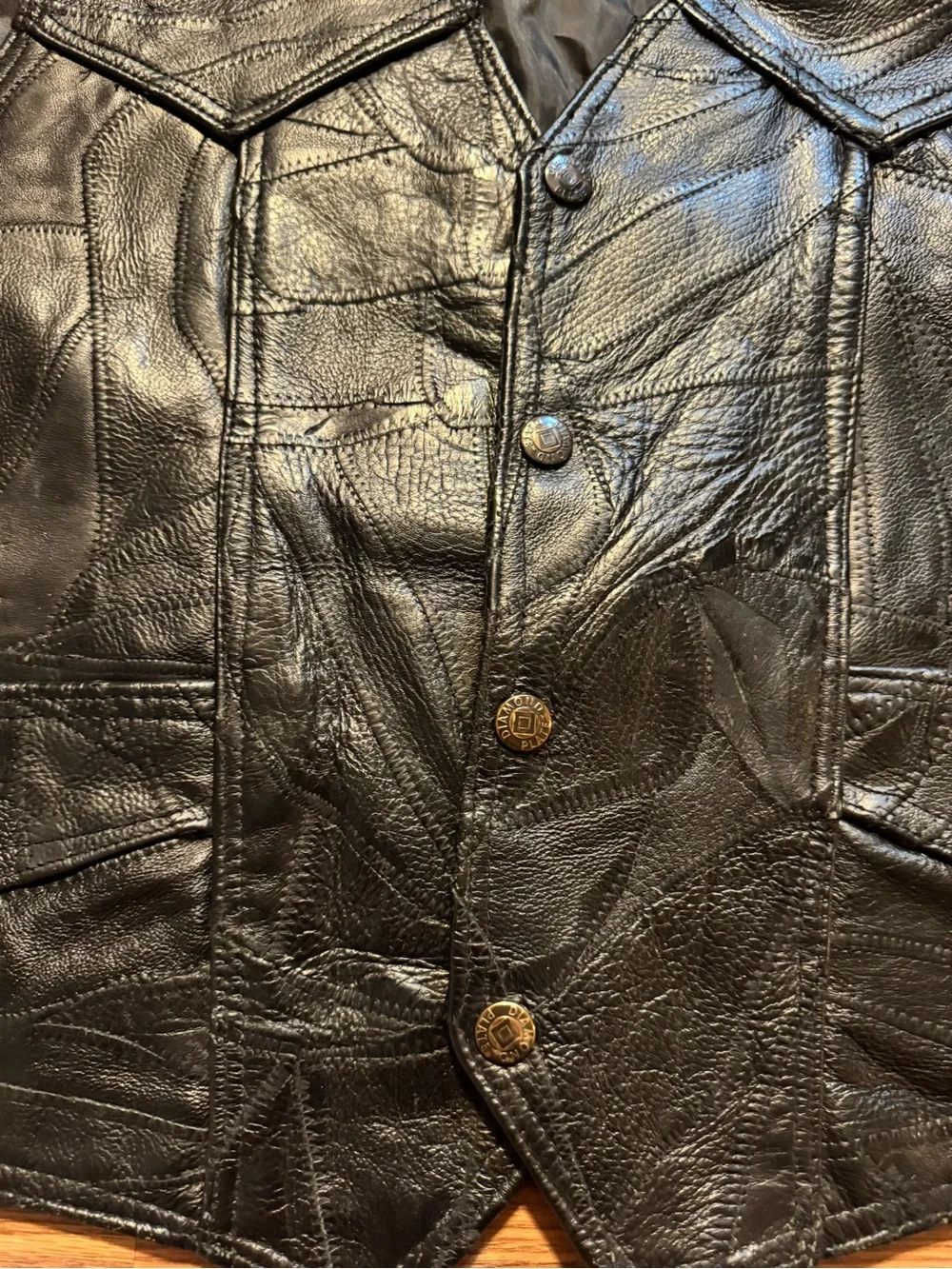 Diamon Plate  Men's Black Leather Lace-Side Vest (pls read description)